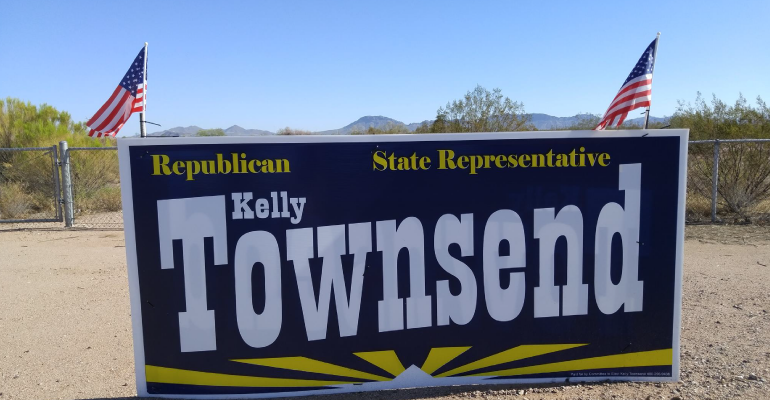 Townsends signs adorn Mesa street corners