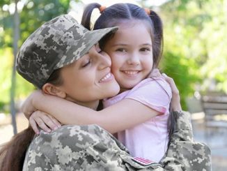 Army mom and child