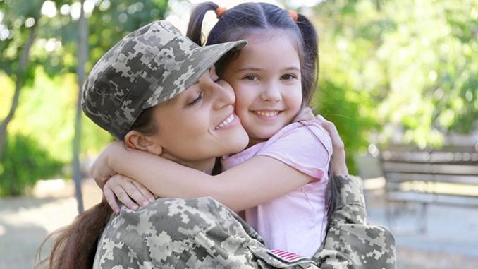 Army mom and child